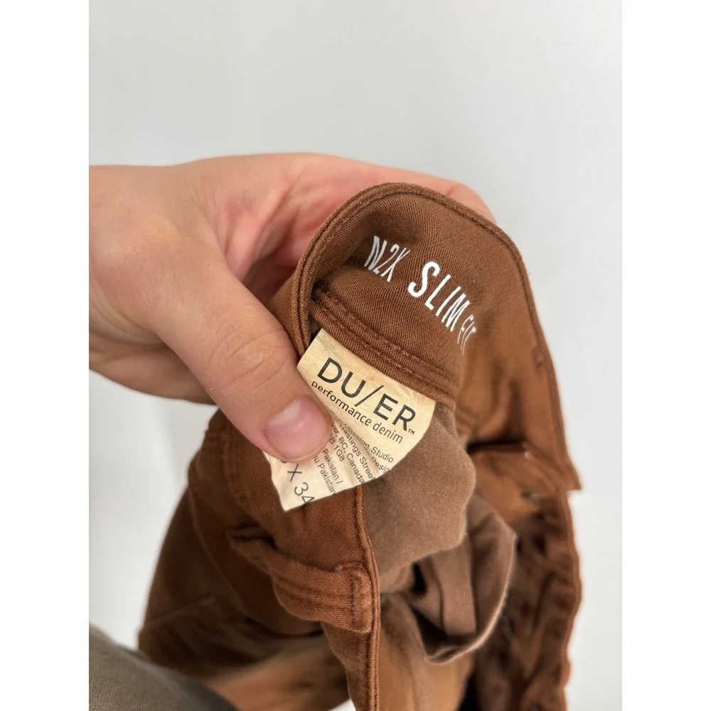 DU/ER Performance Denim N2X Slim Fit Pants Brown 38x34 NEW